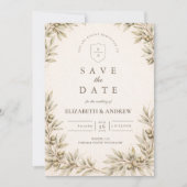 Save The Date Elegant Olive Branch Greenery Wedding (Devant)