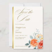 Save The Date Elégant or Blush Floral Script Mariage Photo (Devant)