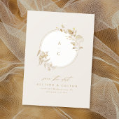 Save The Date Élégant or Botanique Floral Wreath Monogramme