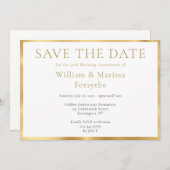 Save The Date Elégant Or Enregistrer La Date 50e Anniversaire Ca (Devant / Derrière)