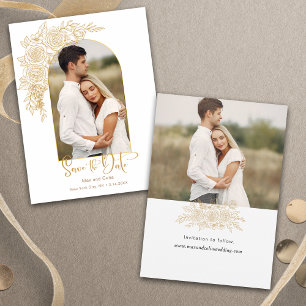 Save The Date Elégant or main tiré Rose photo Enregistrer la dat