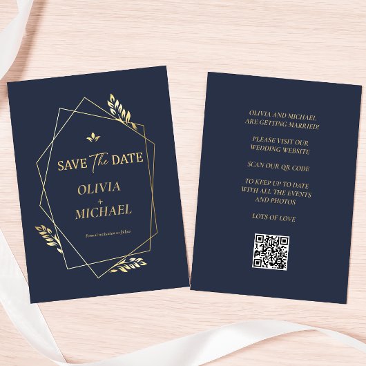 Save The Date Elégant Or Moderne QR Code Mariage Enregistrer La