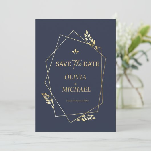 Save The Date Elégant Or Moderne QR Code Mariage Enregistrer La (Debout devant)