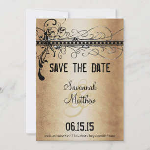 Save The Date Elégant or & noir Mariage médiéval de la Renaissan