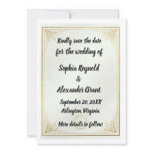 Élégant Or Sauvegarder la Date Mariage Minimaliste