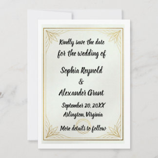 Save The Date Élégant Or Sauvegarder la Date Mariage Minimaliste