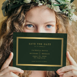 Save The Date Élégant or vert simple typographie mariage