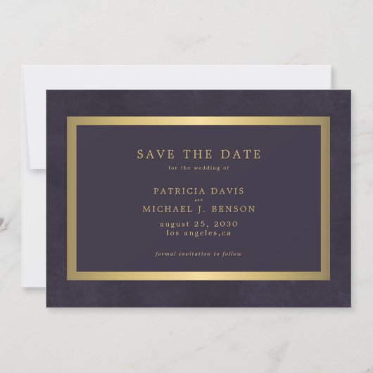 Save The Date Élégant or violet simple typographie mariage (Devant)