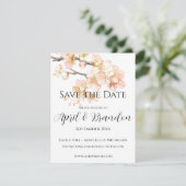 Save The Date Élégant Orange fleurs florales élégant script (Debout devant)