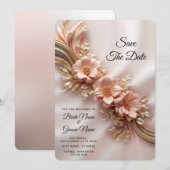 Save The Date Élégant Orange Pêche Floral Enregistrer la date (Devant / Derrière)