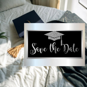 Save The Date Élégant paillettes argentées diplômé enregistrer l