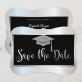 Save The Date Élégant paillettes argentées pour Graduation Save (Devant / Derrière)