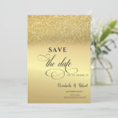 Save The Date Élégant paillettes dorées Bokeh Mariage Enregistre (Debout devant)