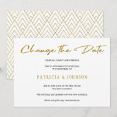 Save The Date Élégant paillettes dorées mariage changement de da (Devant / Derrière)