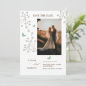 Save The Date Élégant Papillon d'or foncé d'automne photo (Debout devant)