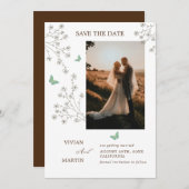 Save The Date Élégant Papillon d'or foncé d'automne photo (Devant / Derrière)