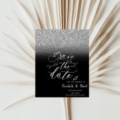 Save The Date Elégant Parties scintillant Argent Bokeh Black Enr