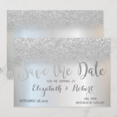 Save The Date Elégant Parties scintillant Argent Bokeh Enregistr (Devant / Derrière)