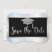 Save The Date Élégant Parties scintillant Argent Graduation Enre (Devant)