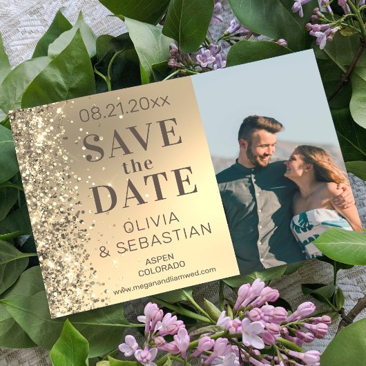 Save The Date Elegant Parties scintillant Or Chic Photo Mariage