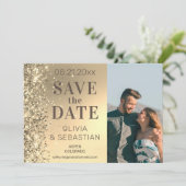 Save The Date Elegant Parties scintillant Or Chic Photo Mariage (Debout devant)