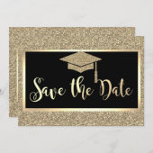 Save The Date Élégant Parties scintillant Or Graduation Enregist (Devant / Derrière)