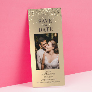 Save The Date Elégant Parties scintillant Or Photo Mariage Enreg