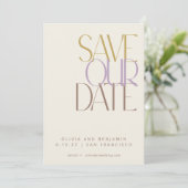 Save The Date Elégant Pastel Mid Century Typographie moderne (Debout devant)