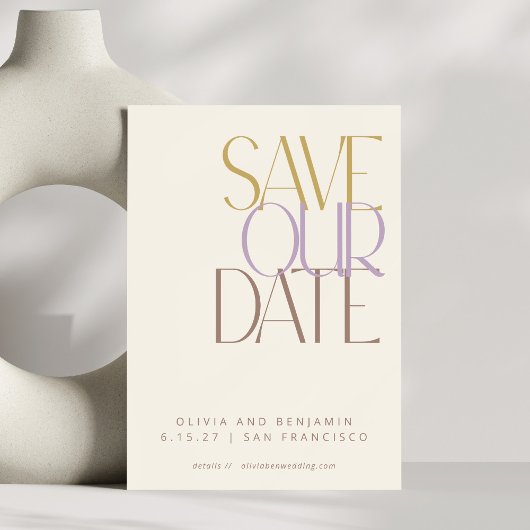 Save The Date Elégant Pastel Mid Century Typographie moderne