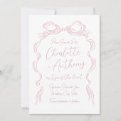 Save The Date Elégant Pastel rose main tiré Bow (Devant)