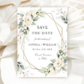 Save The Date Elégant Pastel White Roses Eucalyptus Mariage