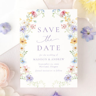 Save The Date Elegant Pastel Wildflower Garden Wedding