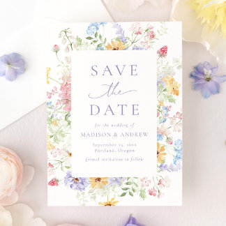Save The Date Elegant Pastel Wildflower Garden Wedding