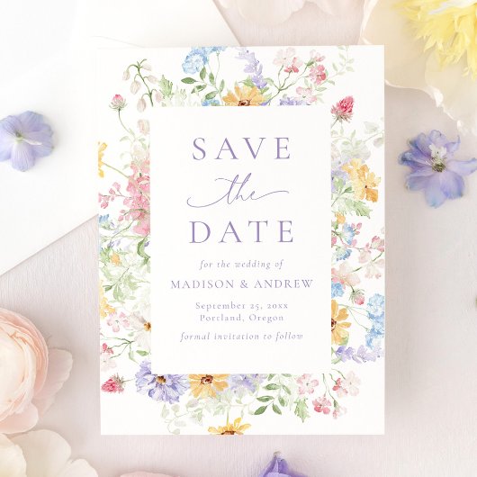 Save The Date Elegant Pastel Wildflower Garden Wedding