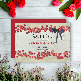 Save The Date Elégant Pays Bourgogne Floral Rustic Mariage