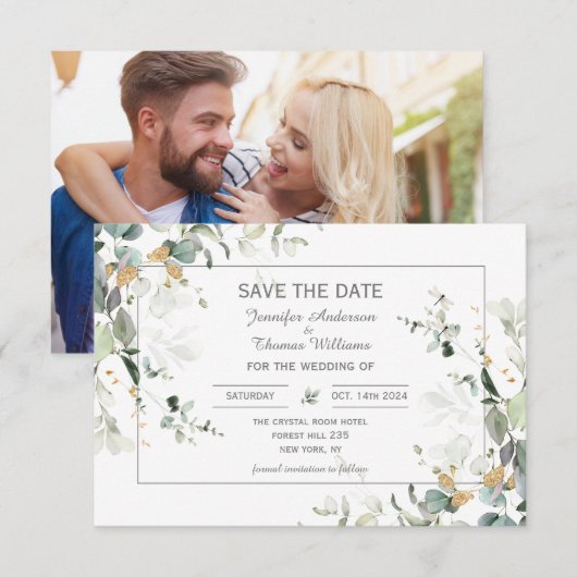 Save The Date Élégant paysage botanique d'Eucalyptus (Devant / Derrière)