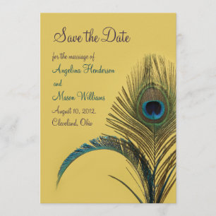Save The Date Elégant Peacock Enregistrer la date (jaune)