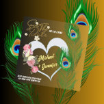 Save The Date Elégant Peacock Feather & Rose Mariage personnalis<br><div class="desc">Invitation vos invités dans le style avec notre Elegant Peacock Feather & Rose Custom Wedding Enregistrer la date Invitation. Ce design époustouflant présente des plumes de paon vibrantes,  des roses délicats et un élégant texte doré,  parfait pour donner le ton de votre journée spéciale.</div>