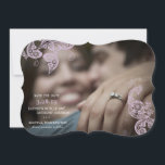 Save The Date Élégant Peacock Floral Purple Photo Enregistrer La<br><div class="desc">Conçu par fat*fa*tin. Facile à customiser avec votre propre texte,  photo ou image. Pour des demandes personnalisées,  veuillez contacter fat*fa*tin directement. Des frais personnalisés s'appliquent. 
・ ・ ・ ・ ・ ・ ・ ・ ・</div>