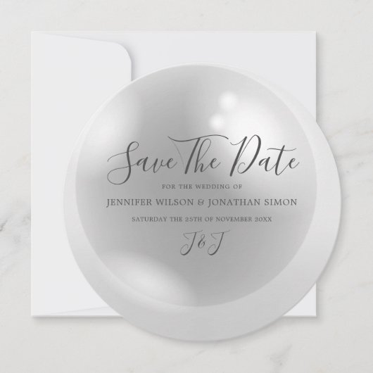 Save The Date Elegant Pearl Simple Chic (Devant)