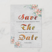 Save The Date Elégant Pêche Coral Fleurs Bouquet Mariage (Devant / Derrière)