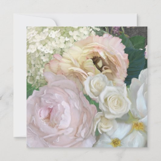 Save The Date Elégant Peony Hydrangea Blush Rose Rose Art Floral (Dos)