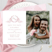 Save The Date Elegant Photo Dusty Rose Monogram Wedding