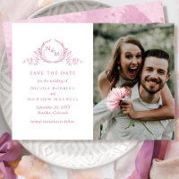 Élégant Photo Mauve Pink Monogram Mariage