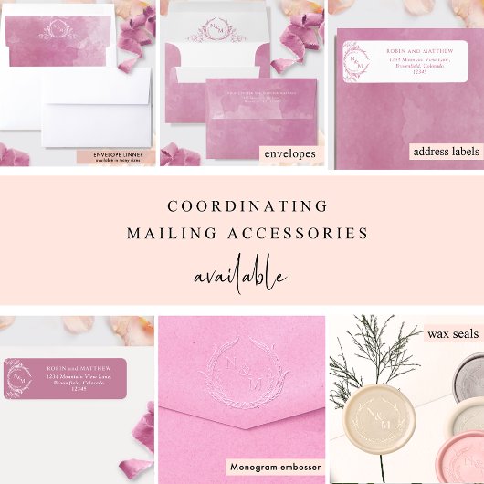 Save The Date Élégant Photo Mauve Pink Monogram Mariage