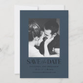 Save The Date Elégant Photo moderne Marine Blue Winter Wedding (Devant)