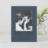 Save The Date Elégant Photo moderne Marine Blue Winter Wedding (Debout devant)