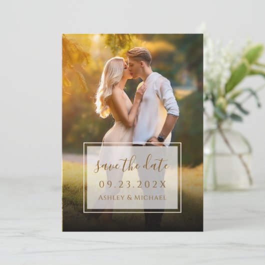 Save The Date Élégant Photo Script moderne Mariage transparent (Debout devant)