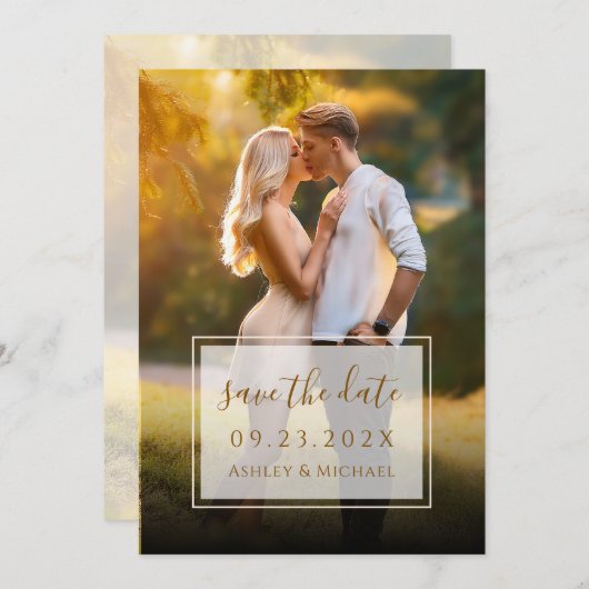 Save The Date Élégant Photo Script moderne Mariage transparent (Devant / Derrière)