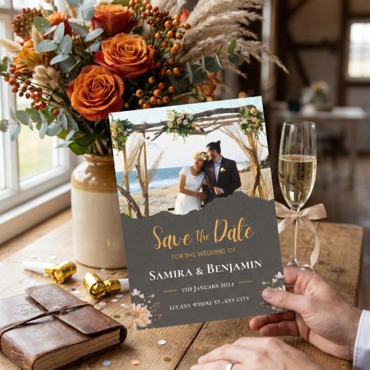 Save The Date Elegant Photo Wedding – Modern Formal Fall Country